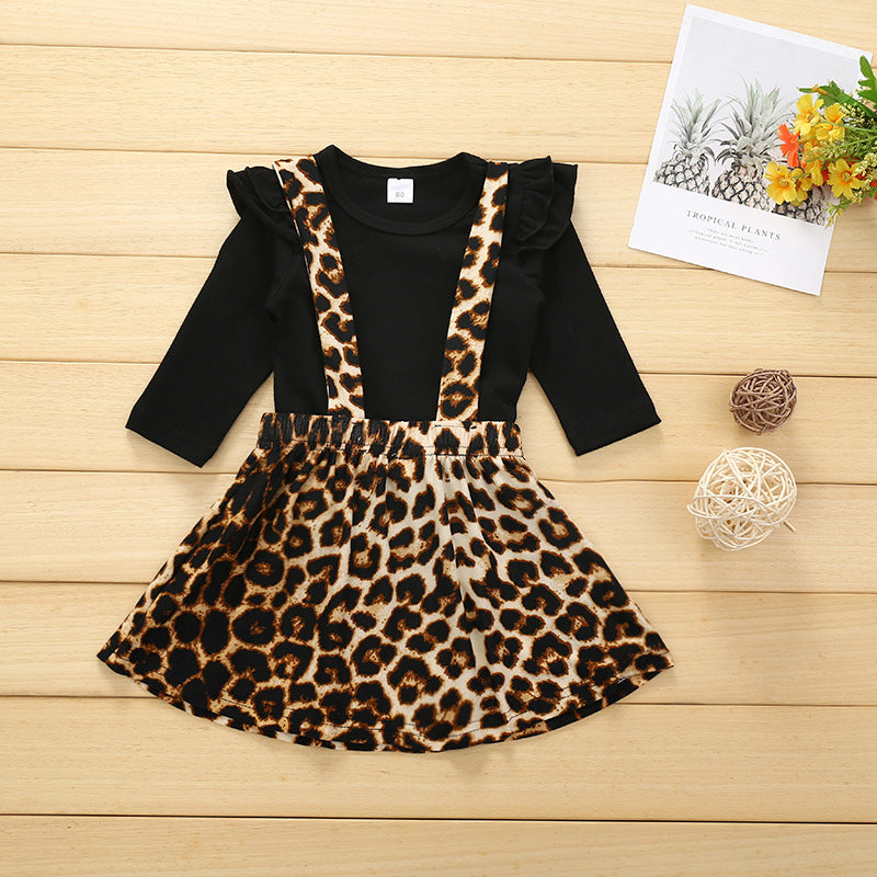 Korean version children's cotton skirt suit