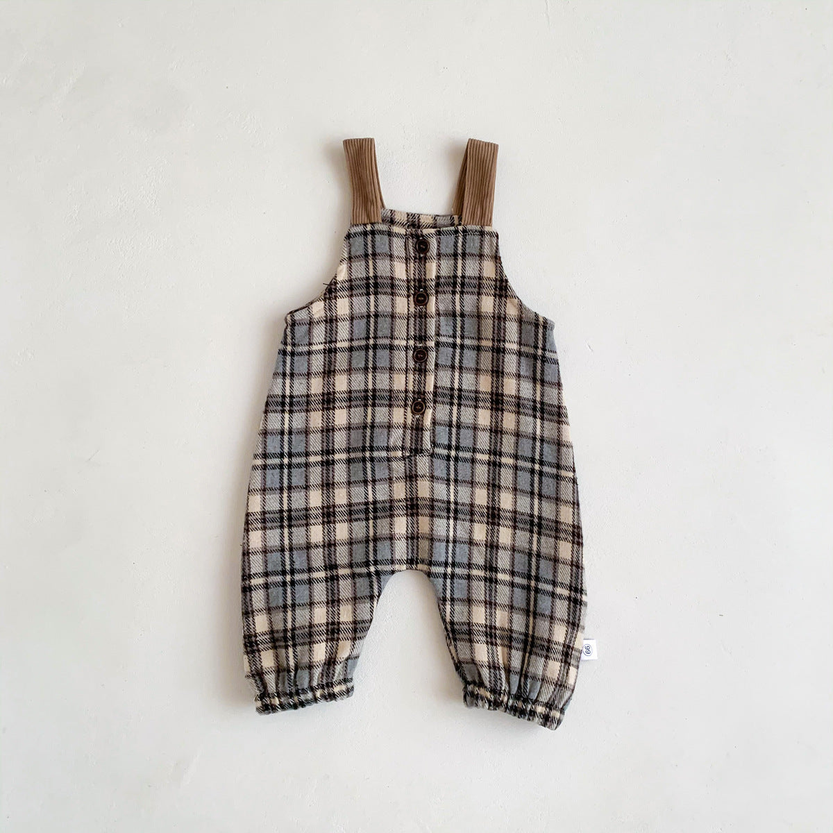 spring and autumn style plaid overalls jumpsuit